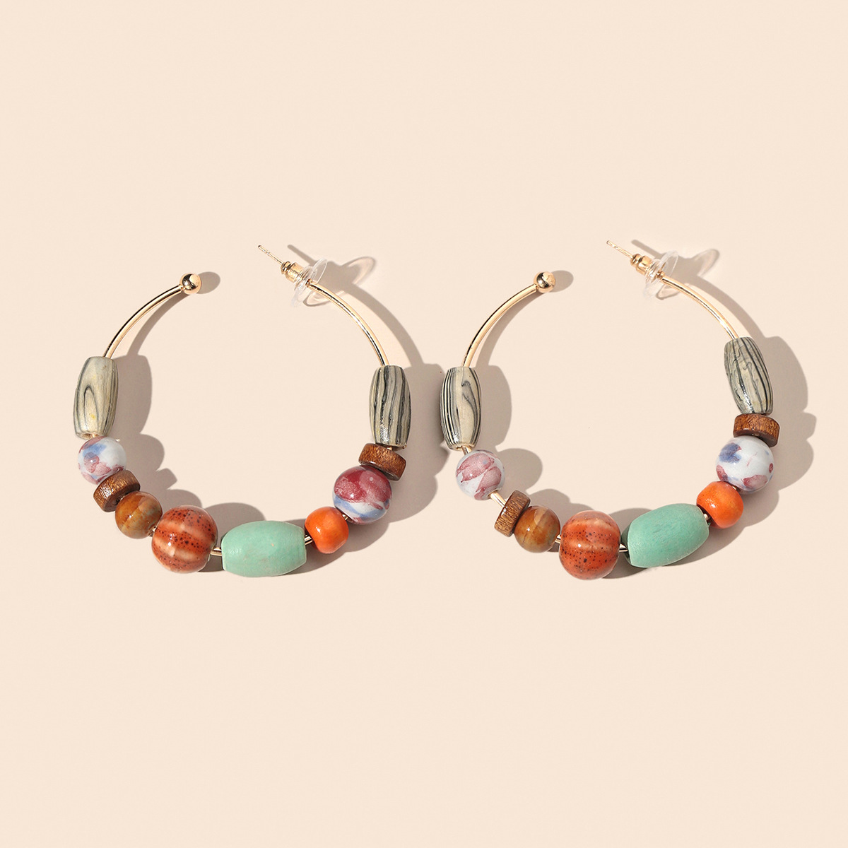 Simple Style Round Wooden Beads Ceramics Beaded Women's Earrings display picture 1