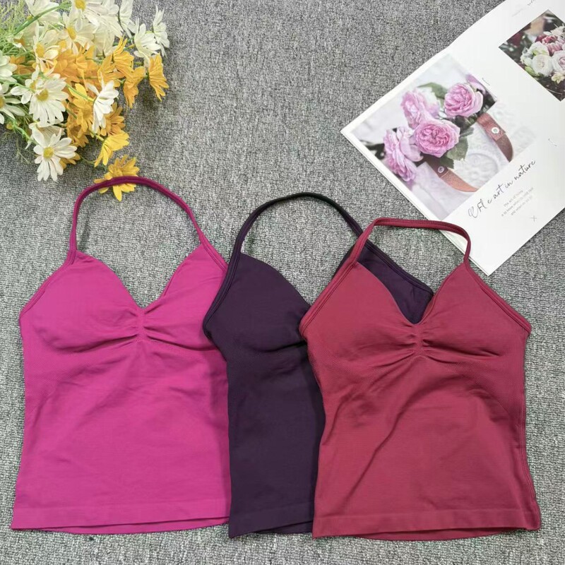Dfyne Impact Long Halter Top Sports Yoga Vest Women's Fitness Suspender Backless Bra Women
