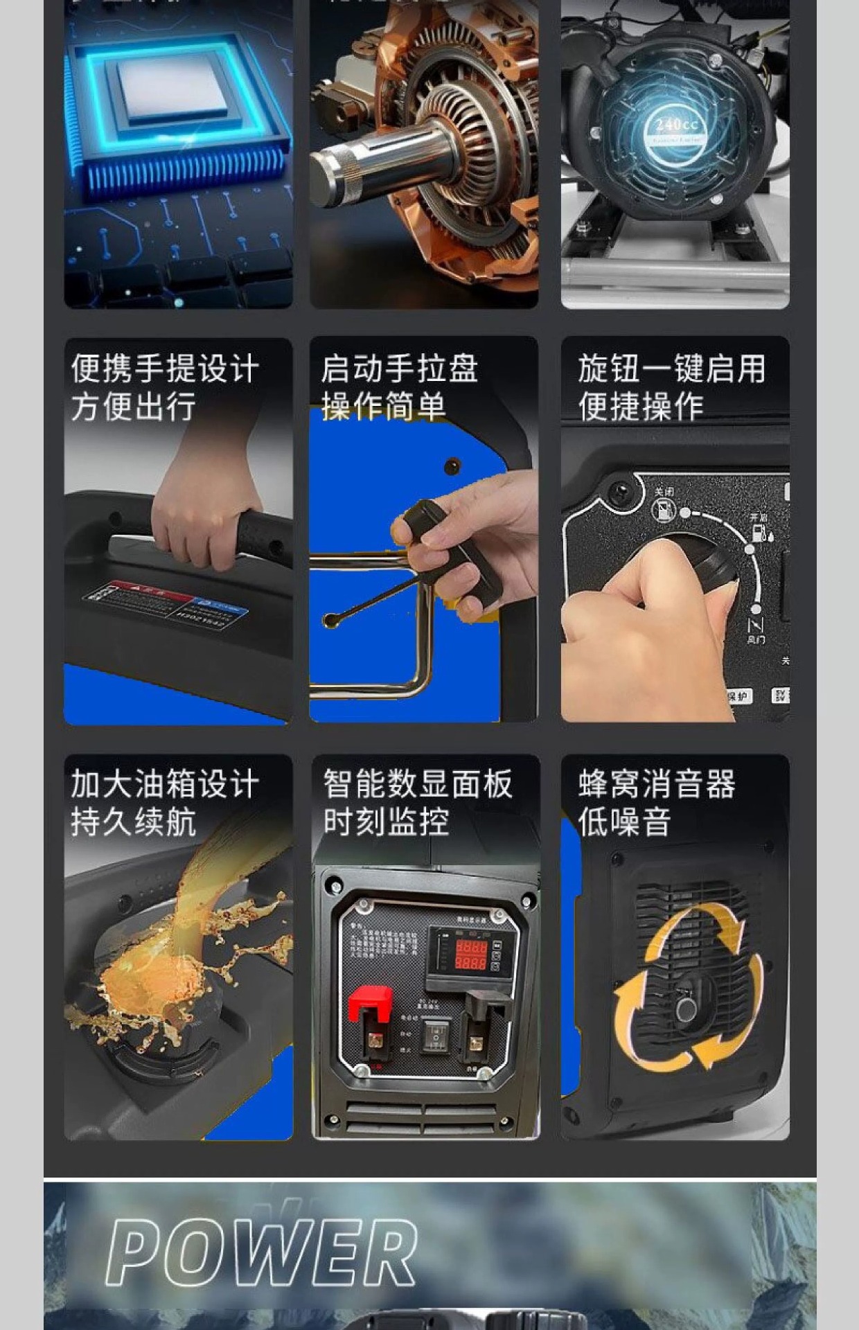 Truck 24V Parking Generator, Vehicle-Mounted Air Conditioner, Intelligent Inverter Gasoline High-Power 24V Silent Generator