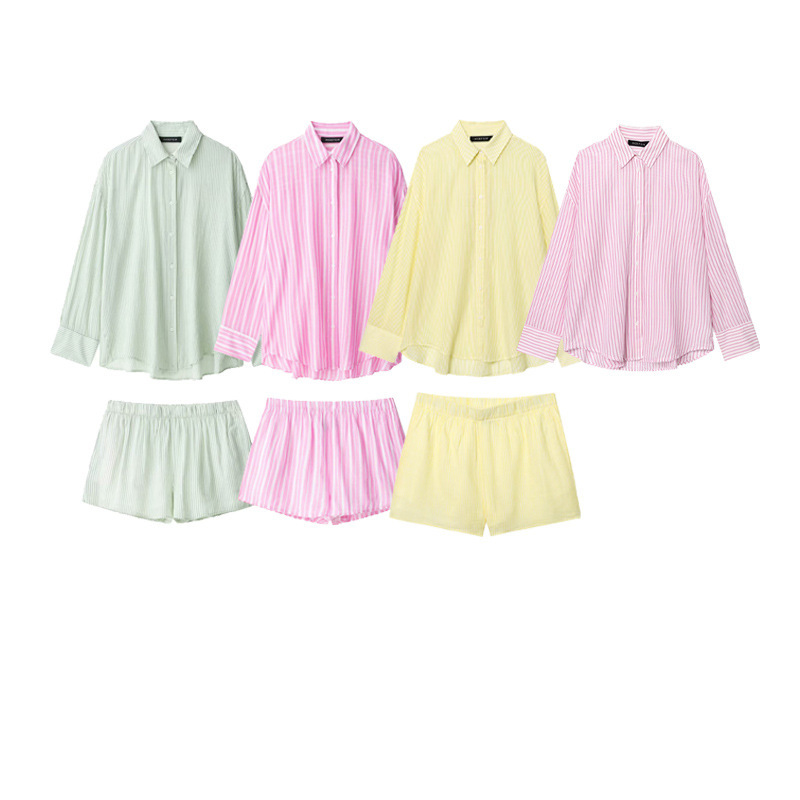 ZR対外貿易卸売り欧米風女装ファッション縞ゆるいシャツパンツ7521078 7200412|undefined