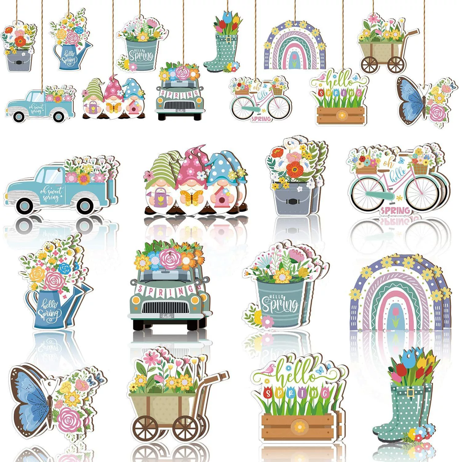 48 шт. пасхальные деревянные украшения висят ретро весенние пасхальные украшения кролик морковь с веревкой украшения