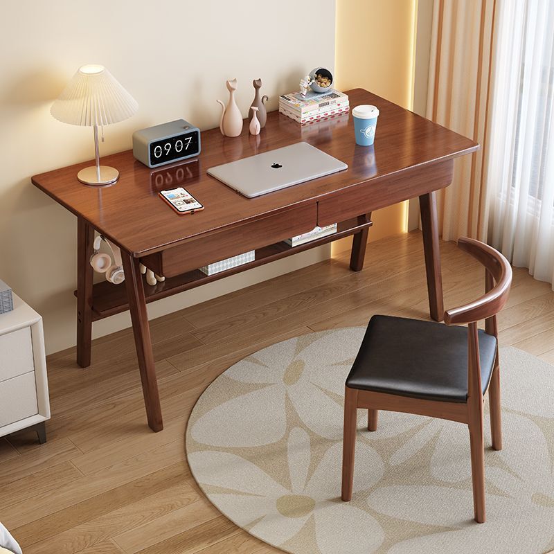 Solid Wood Desk Nordic Home Living Room Bedroom Student Study Table Simple Modern Multi-Functional Japanese Computer Desk and Chair