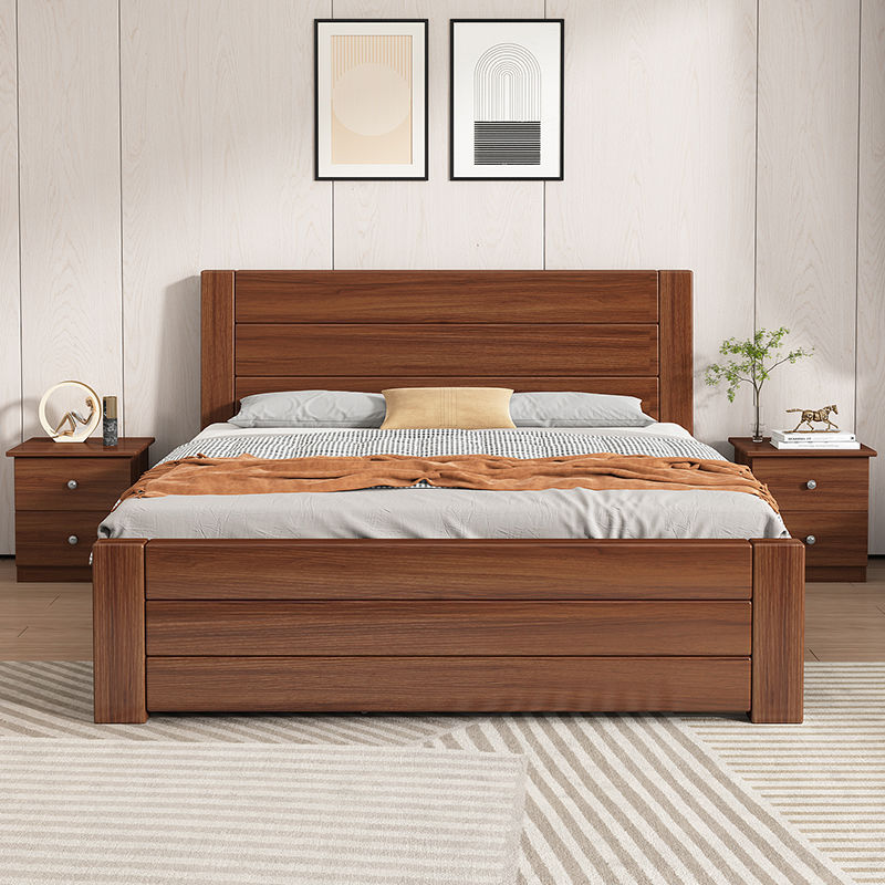 無垢材ベッド モダン シンプル 1.5m ホーム ダブルベッド 1.8m マスターベッドルーム 経済的な賃貸住宅 1m シングルベッド