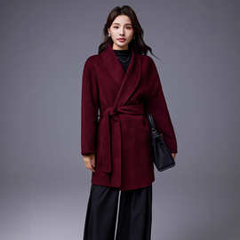 秋冬新款双面羊毛大衣外套女毛呢羊绒时尚小众气质新年战袍25新品