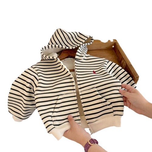 Children's Fleece Jacket for Boys and Girls, Thick Leisure Zip-Up Sweatshirt, Warm Top, Fleece Sweatshirt, Baby Hooded Jacket