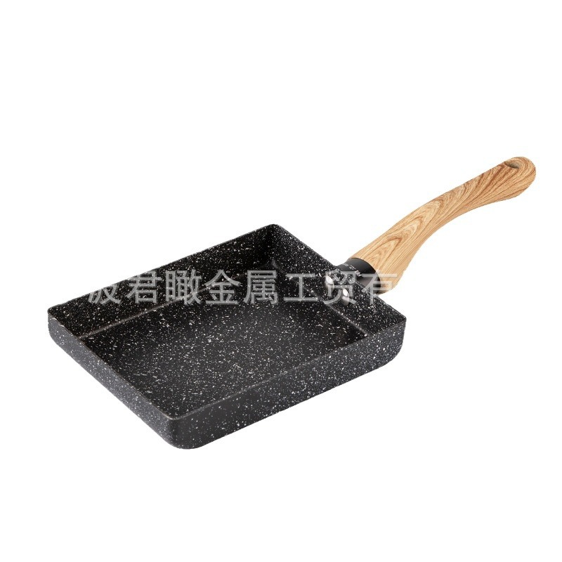 1318 fuente de asado de jade de estilo japonés al por mayor sartén antiadherente sartén cuadrada huevo sartén olla de aluminio plana caliente-Venta de huevo grueso asado