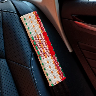 Car Seat Belt Shoulder Cover, Seat belt shoulder pad - red-striped-shoulder-pad-single