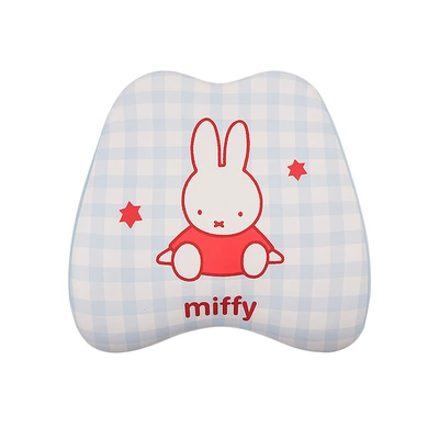 Original Miffy Car Headrest and Waist support - memory-foam-miffy-waist-support-blue-plaid