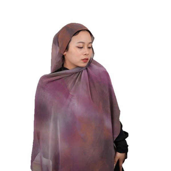 Bofu imitation silk double-sided penetration printing Silky Chiffon…