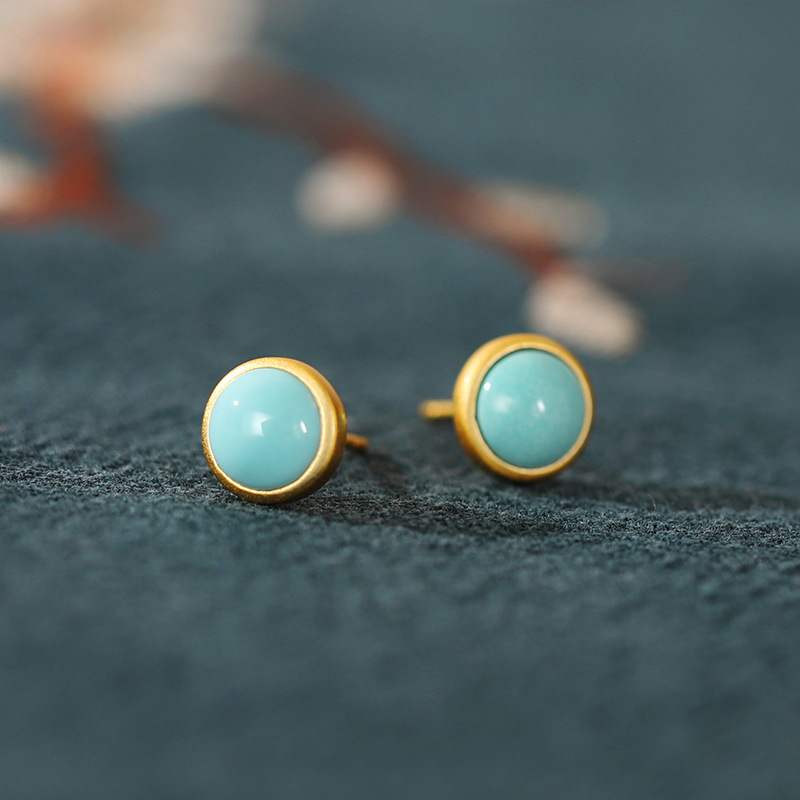 Earrings, Ear Studs Classification Wedding, Travel Occasion S925 Sterling Silver Gold-plated Inlaid Southern Red Agate Earrings