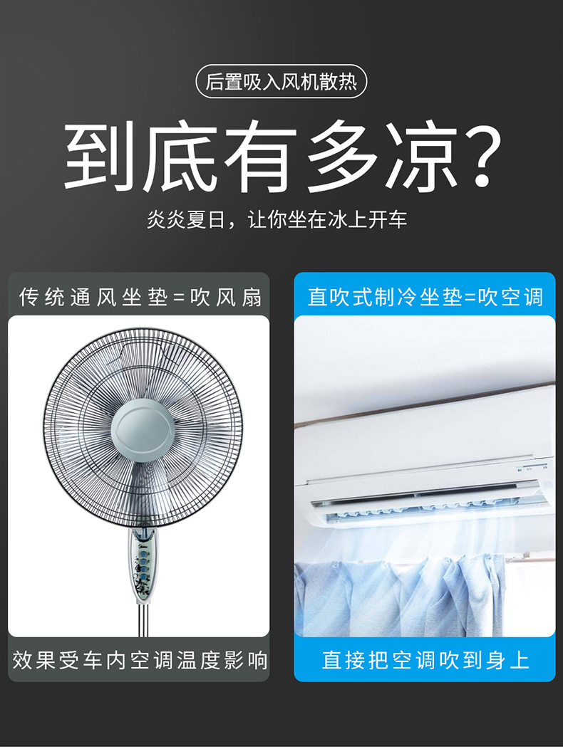 Car air conditioning refrigeration ventilation seat cushion back blowing suction ice silk summer main driving car seat heat insulation mat