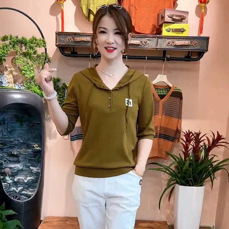 Трансграничная весна и осень новая женская футболка с длинными рукавами короткий маленький топ с капюшоном