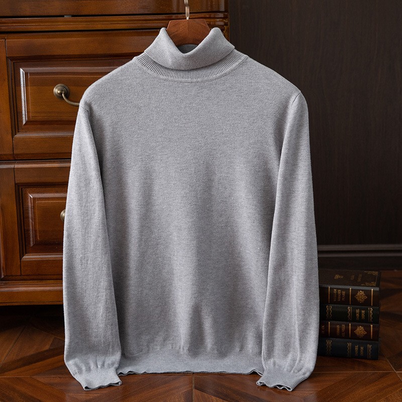Autumn and Winter Turtleneck Lapel Men's Pullover Bottoming Shirt Casual Business Knitwear Loose Fashion Pure Color Long-Sleeved Knitwear