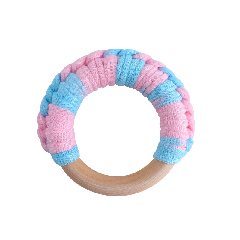 Bebé de madera mano ejercicio agarre juguete nuevo hecho a mano algodón cuerda tejida niños molar juguete mordedor