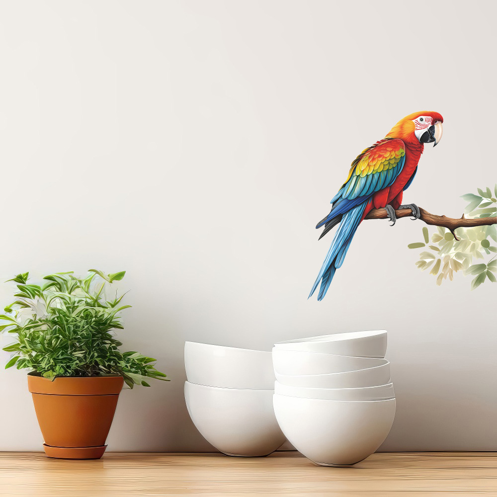 Comercio exterior lindo rama loros niños puerta del dormitorio inodoro decoración del hogar pegatinas de pared pegatinas autoadhesivas al por mayor