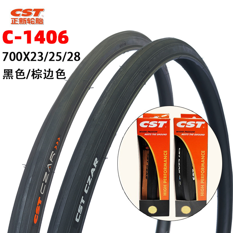 Zhengxin Cst Road Bike 700C Tire 25 28 Yellow Edge Road Bicycle Tire C1406 Dead Fly Car Tire