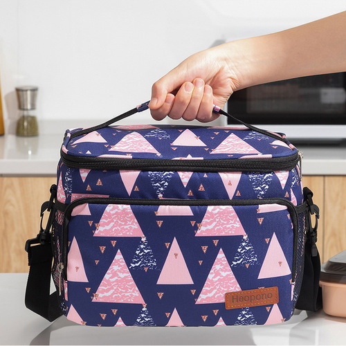  New Printed Oxford Fabric Hot Pressed Waterproof Insulated Bag Crossbody Hand-Body Insulated Bag for Students with Rice