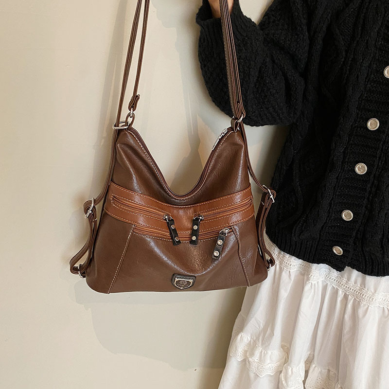 Femeii geantă de mână de umăr dublu Crossbody geantă de mână de mare capacitate geantă de mână retro cu un umăr la subraț_voghion.com