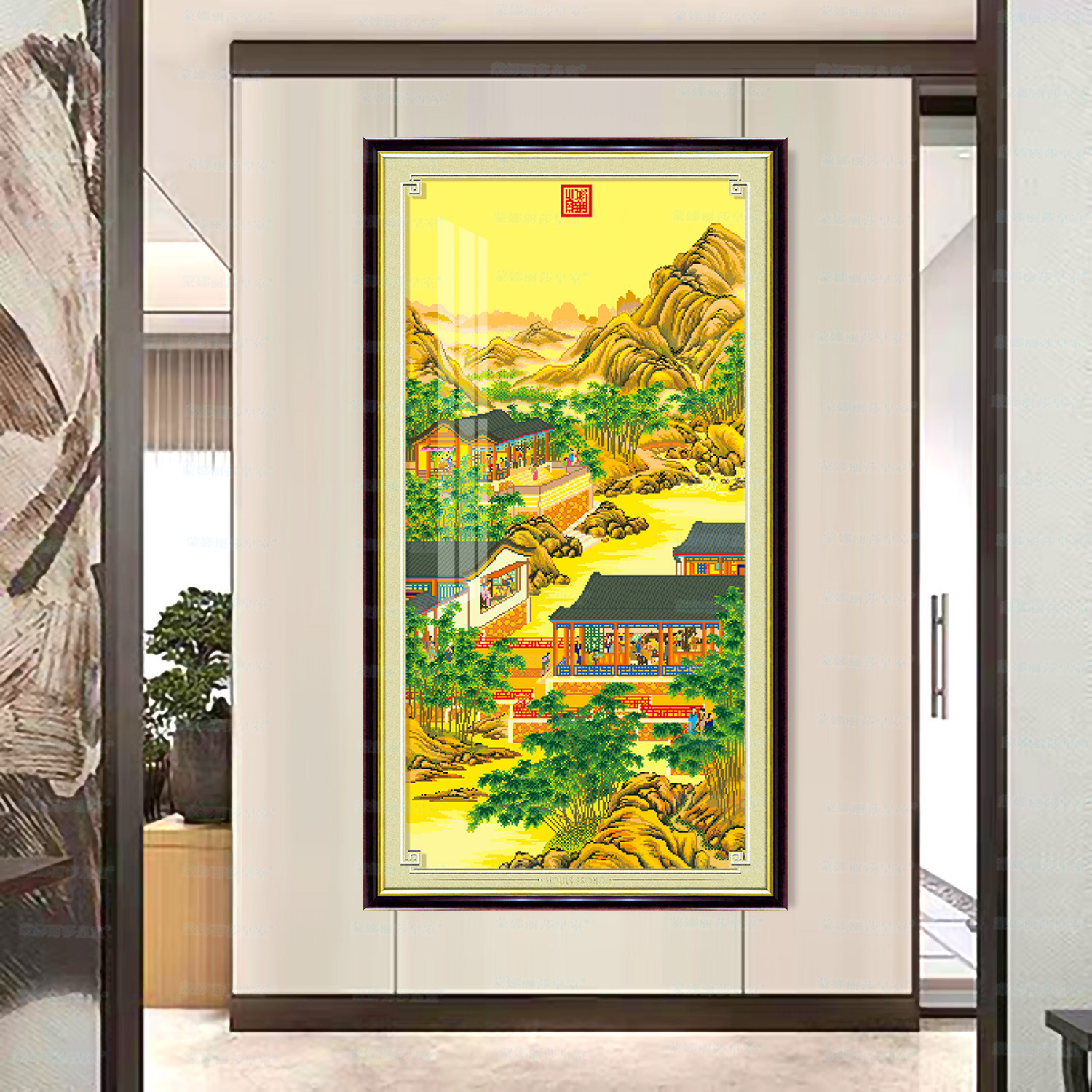 Mona Lisa real Cruz puntada Yongzheng Diciembre-Octubre pintura estatua nuevo chino pintura decorativa bordado hecho a mano