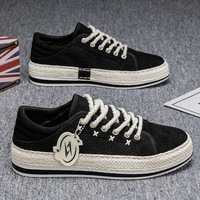 Board shoes, men's cloth shoes, versatile and trendy men's shoes, new corduroy grass woven fisherman's shoes, men's style