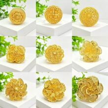 24k跨境3D立体花朵仿黄金戒指饰品中东迪拜首饰越南沙金戒指批发