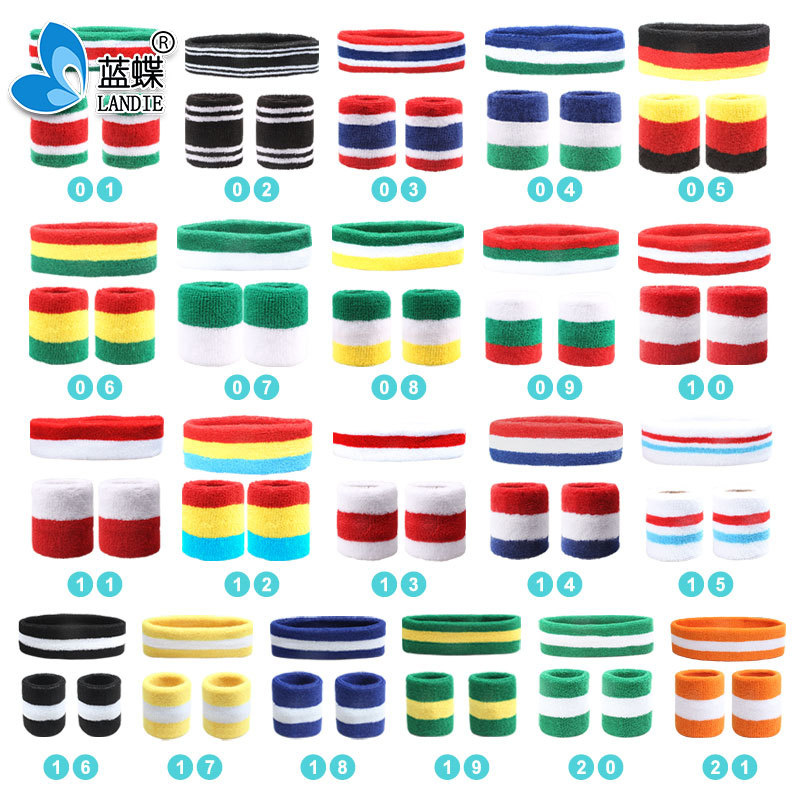 Muñequera para hombres y mujeres diadema deportiva banda para el cabello protección para la muñeca poliéster algodón sudor banda traje fabricantes deportes Equipo de Protección deportiva