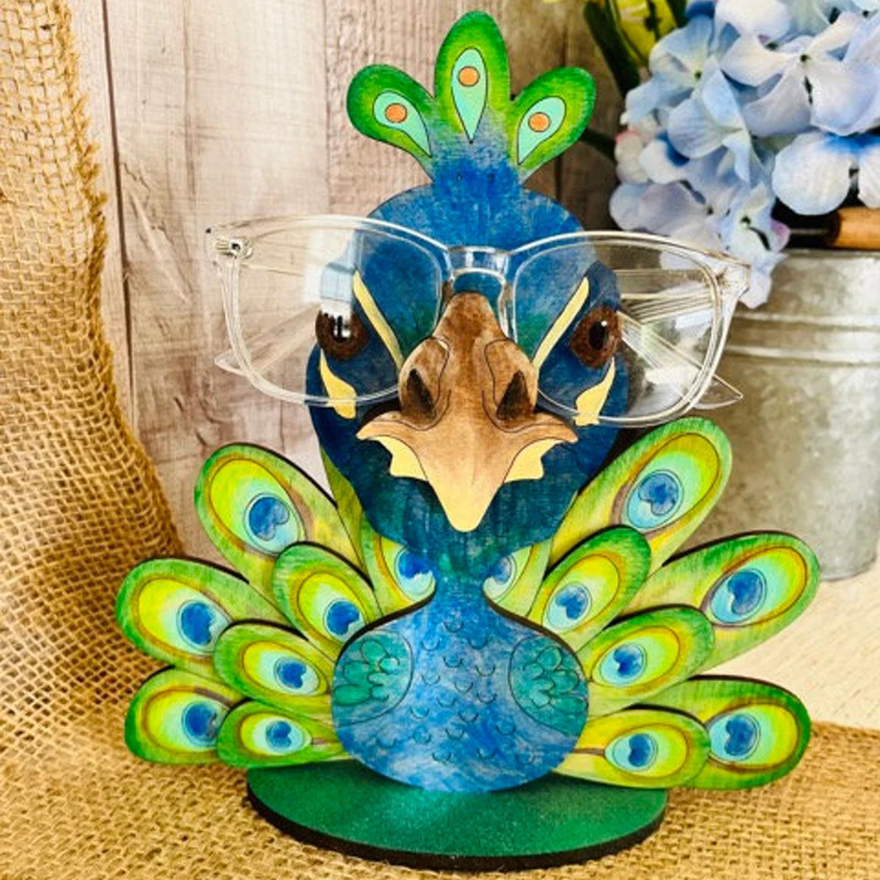 Cross-Border New Product 3D Animal Glasses Frame Set Cute Animal Wooden Glasses Frame Display Stand Wooden Crafts