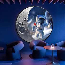 宇航员客厅玄关装饰画电竞房ktv月球氛围灯画太空人酒吧发光挂画