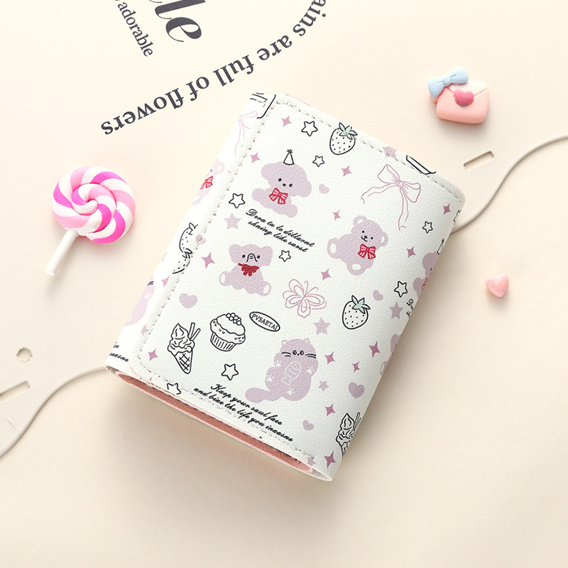 Cartera creativa de tres plegables encantadora, bolsa de tarjetas múltiples de gran capacidad, bolso de cambio, bolso plegable multifuncional para estudiantes, mujer