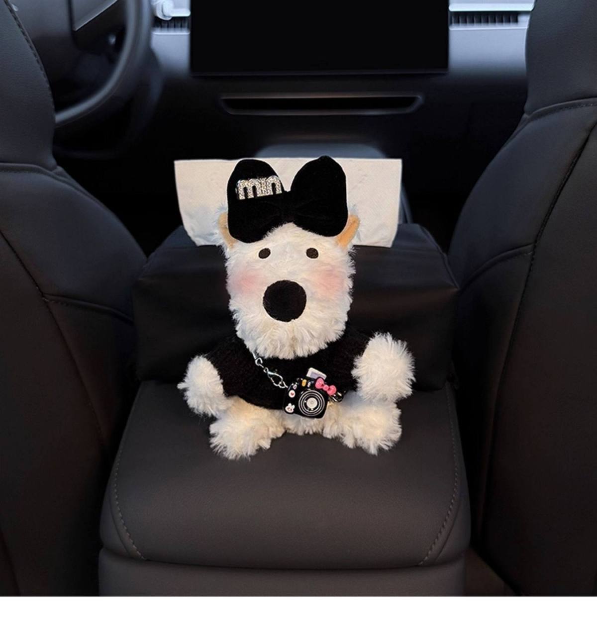 New West Highland Car Armrest Box Tissue Box Storage Car Tissue Holder Seat Tissue Bag Decoration Cute for Women