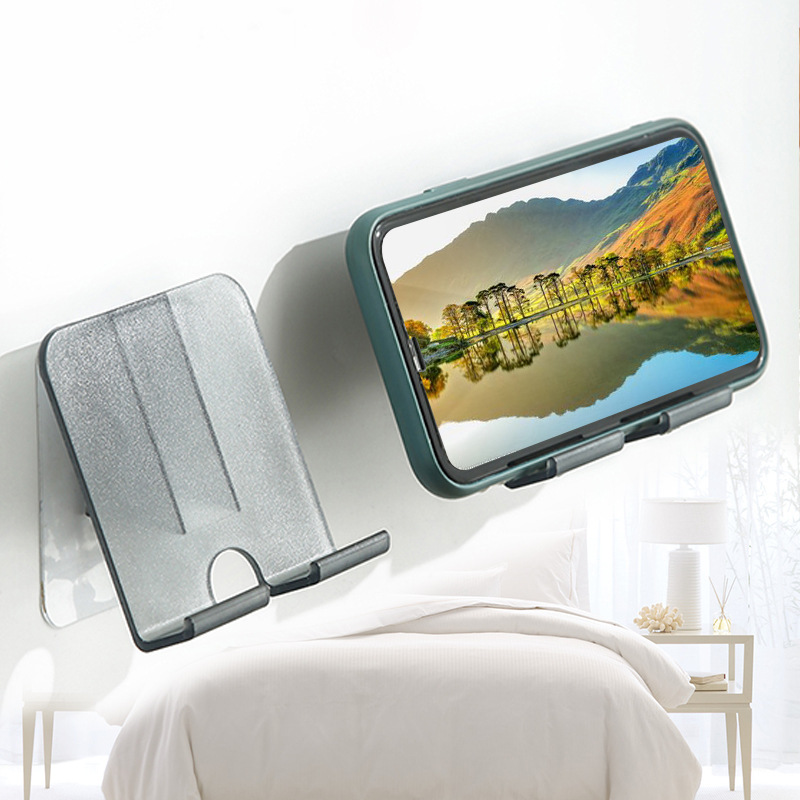 Mobile Phone Wall Holder Lazy Mobile Phone Holder Fixed Charging Wall-Mounted Wall Punch-Free Kitchen Live Broadcast Tv Watching