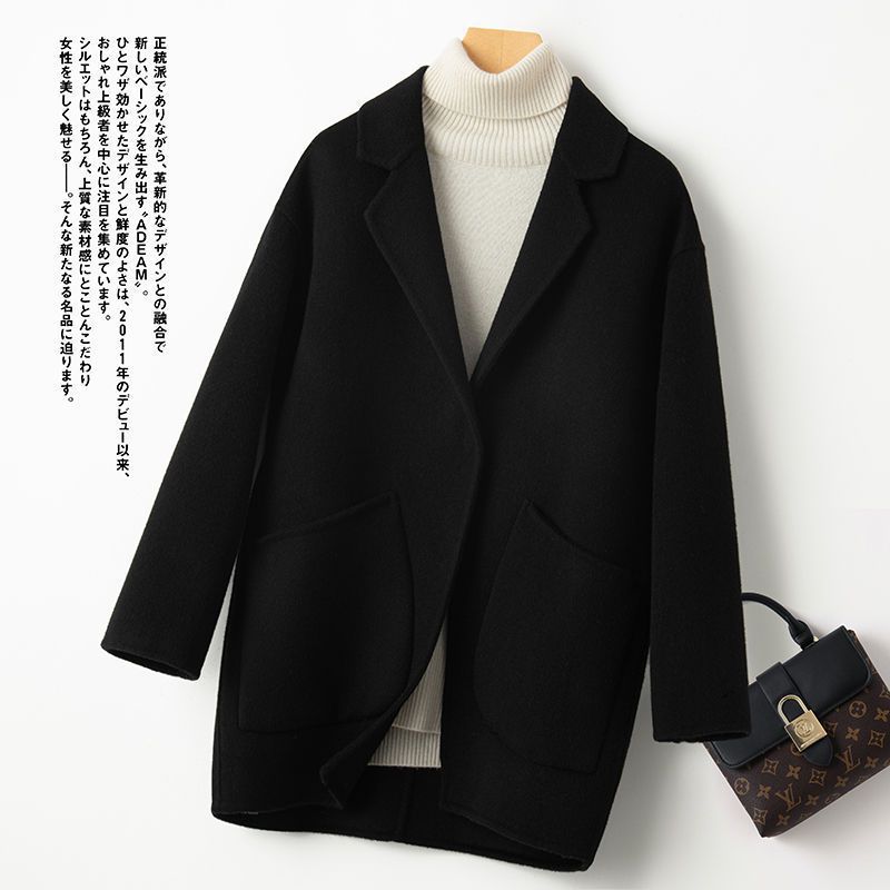 Autumn and Winter Double-Sided Outer Coat for Women, Short Style, Slimming, New Loose Woolen Coat for Petite and Plus-Size Women