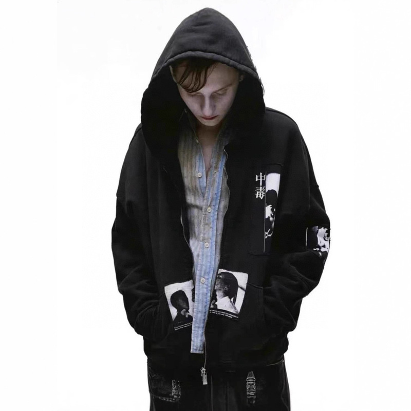 Erd Melancholic Rich Second Generation 25Ss "Poisoned" Christmas Holiday Limited Zipper Hoodie Sweatshirt for Men and Women Erd Melancholic Rich Second Generation 25Ss "Poisoned" Christmas Holiday Limited Zipper Hoodie Sweatshirt for Men and Women