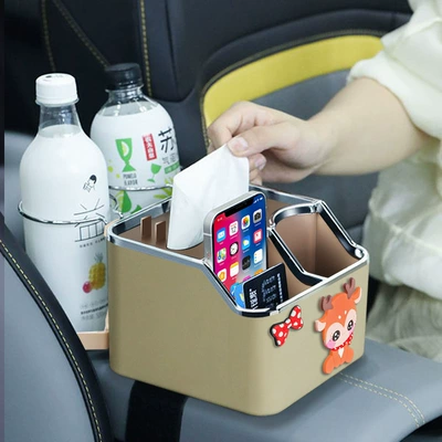 cartoon cute car armrest box — Car tissue box/set - yilu-ping-an-beige