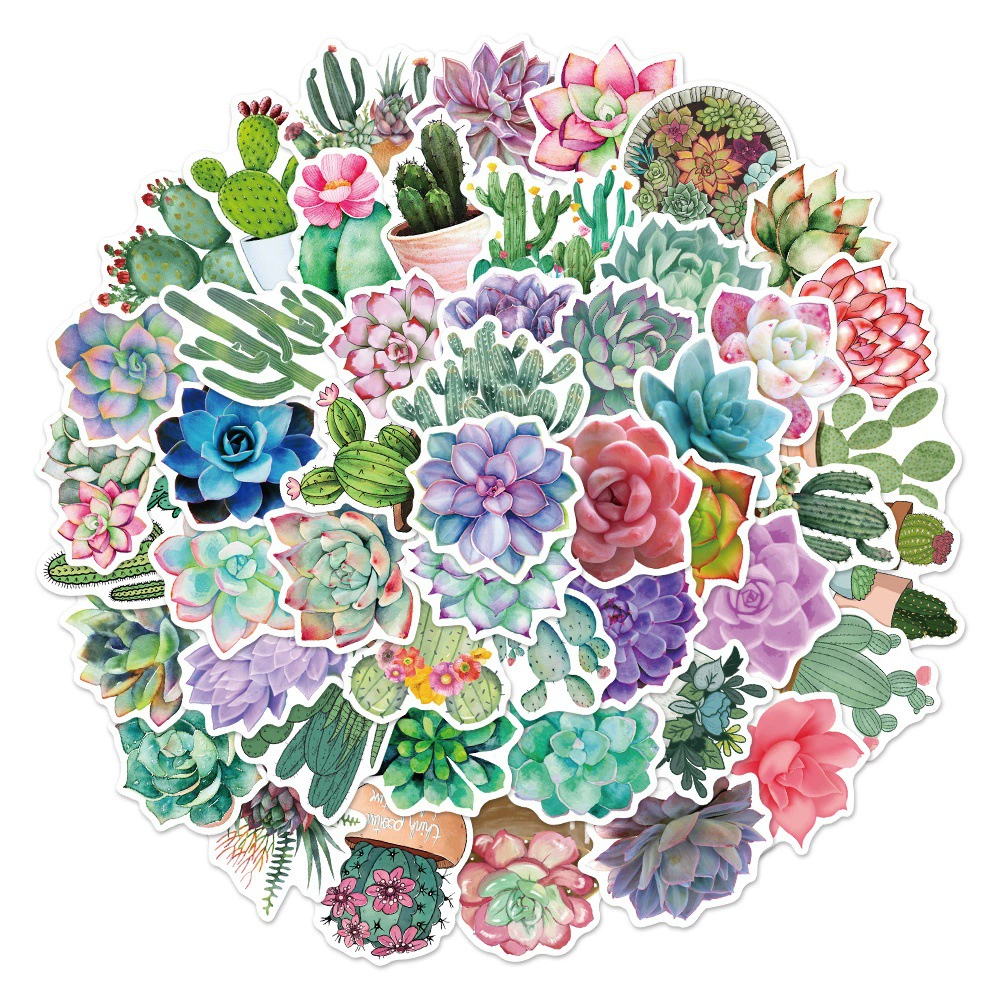 50 штук ненарушение суккулентов кактус растение граффити наклейки декоративная чашка для воды багаж ноутбук водонепроницаемые наклейки