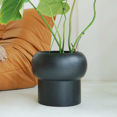 Nordic ins style fat floor basin cement breathable set basin large diameter black and white home decoration flower pot