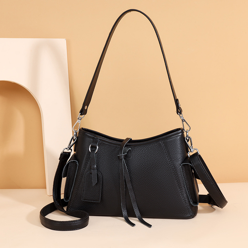 탑 레이어 COWHIDE SHOULDER BAG 여성의 새로운 가죽 여성 가방 대용량 크로스 바디 가방 여성용 패션 올 매치 쇼핑백