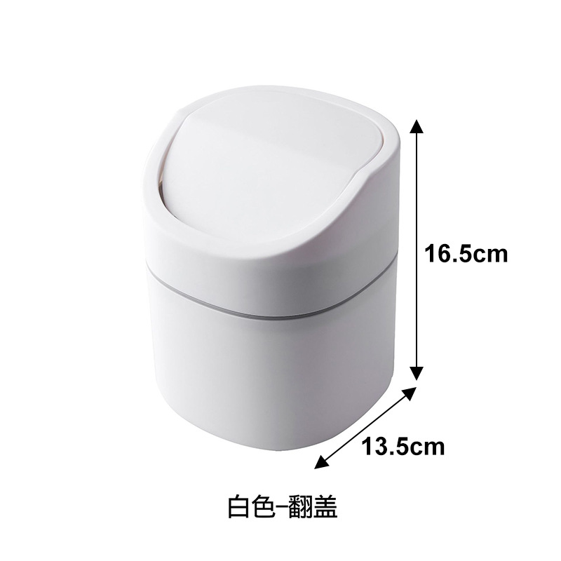 Mini bote de basura de escritorio nórdico con cubierta, tubo de limpieza de almacenamiento de artículos diversos, tubo de canasta de papel de escritorio de cocina doméstica