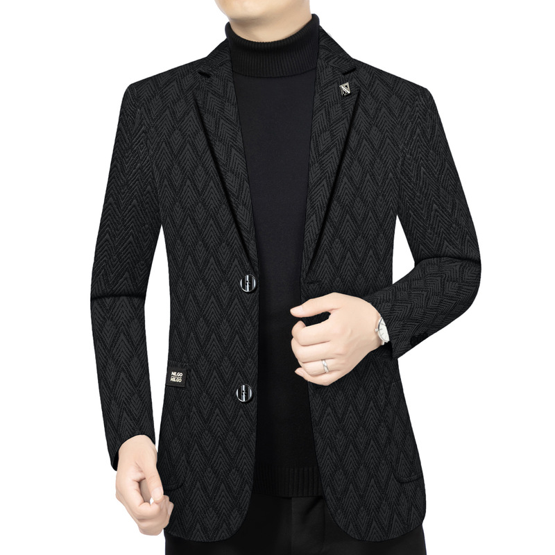 2025年秋季新款男士中青年印花西服商务休闲外套西装爸爸装上衣潮|undefined