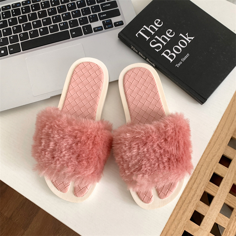 Nuove ragazze casual in cotone alla moda, una linea antiscivolo e resistente all'usura per la casa, pantofole in peluche a fondo piatto per_voghion.com