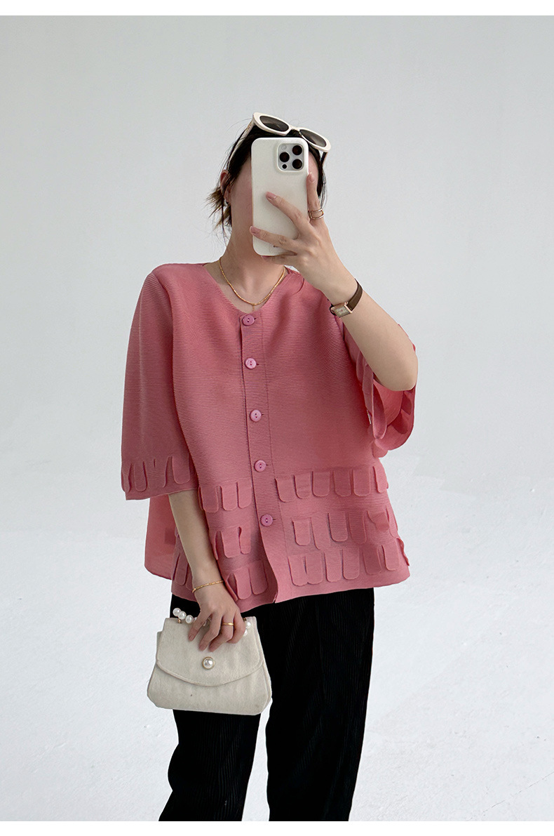 Áo cardigan nữ dáng váy xếp ly tay ngắn phối dáng rộng — Màu đen chi tiết 18
