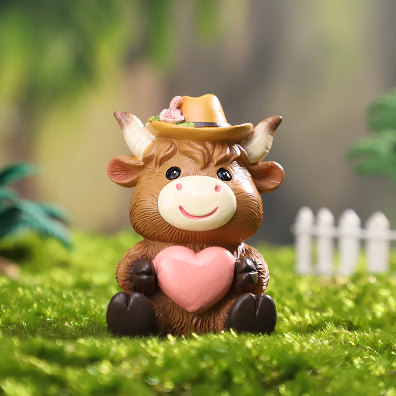 Comercio exterior transfronterizo Highland Niu Dibujos animados Jardinería de resina Decoración de paisaje Decoración de jardín Escenografía Scottish Vaca