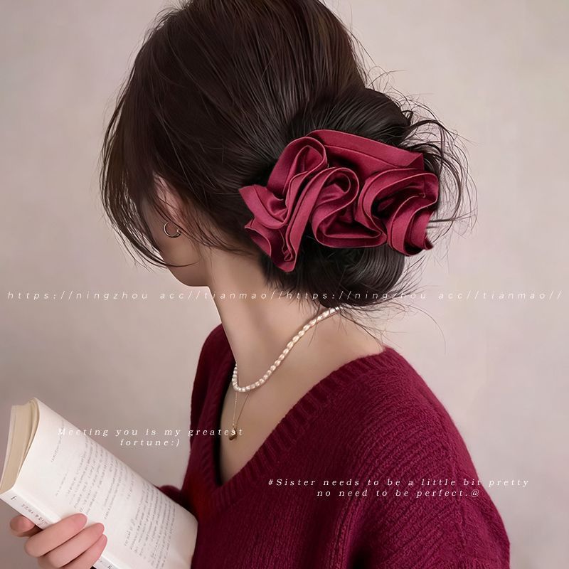 Perlas de terciopelo de alta sensación, anillo de cabello de intestino grande, temperamento femenino elegante, cuerda de cabello de cola de caballo baja, cuerda de cabello de alta elasticidad no dañada