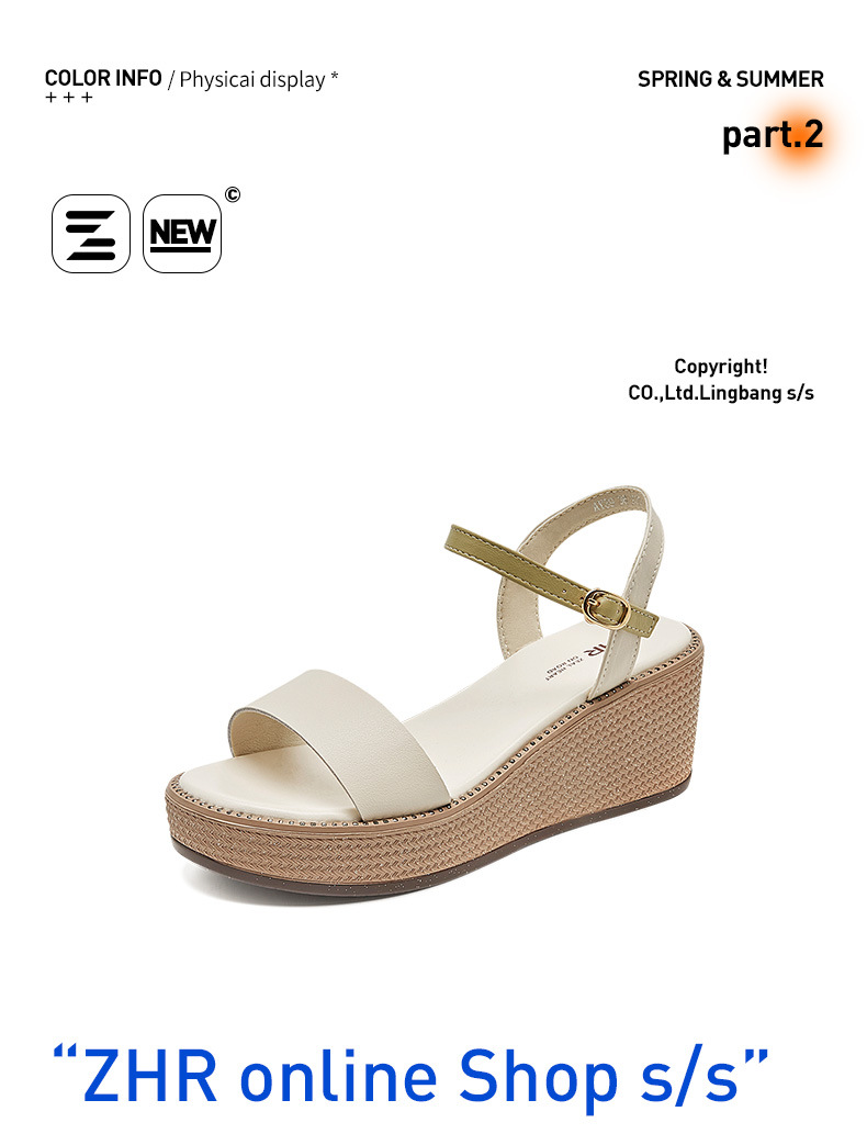 Sandal đế xuồng nữ quai ngang cổ điển, đế dày thời trang mùa hè — AY39 Bánh gạo chi tiết 5