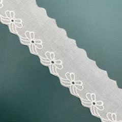 白色蝴蝶結刺繡棉布花邊 波浪形棉布花邊 純棉花邊 工廠