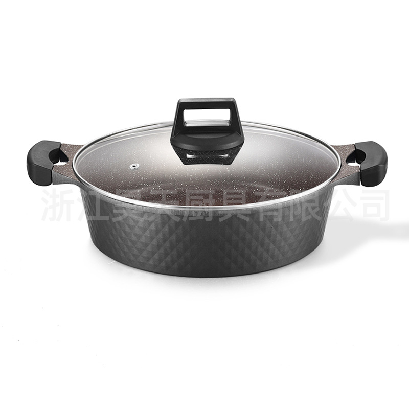 Juego de olla antiadherente de diez piezas, wok de aluminio para el hogar, olla de sopa, combinación de utensilios de cocina, estufa de gas, juego de olla aplicable, juego de utensilios de cocina transfronterizo