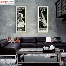 跨境来图定制装饰画美式复古壁画长条酒店民宿玄关餐厅挂画加工