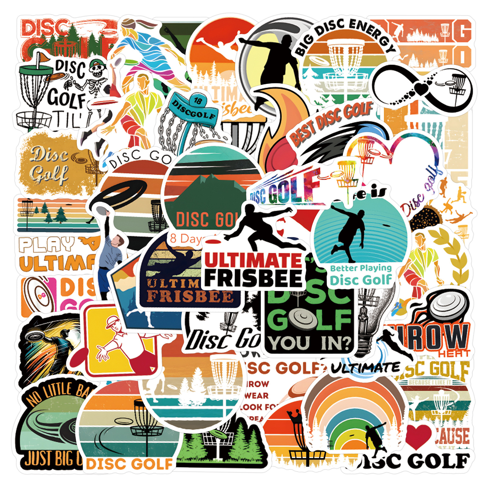 60张飞盘高尔夫运动涂鸦贴纸笔记本电脑行李箱吉他玩具水杯手账