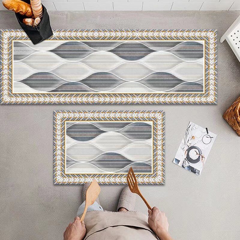 Cross-border Nordic style kitchen mat crystal plush mat household luxury kitchen rug long strip anti-slip mat feet pad