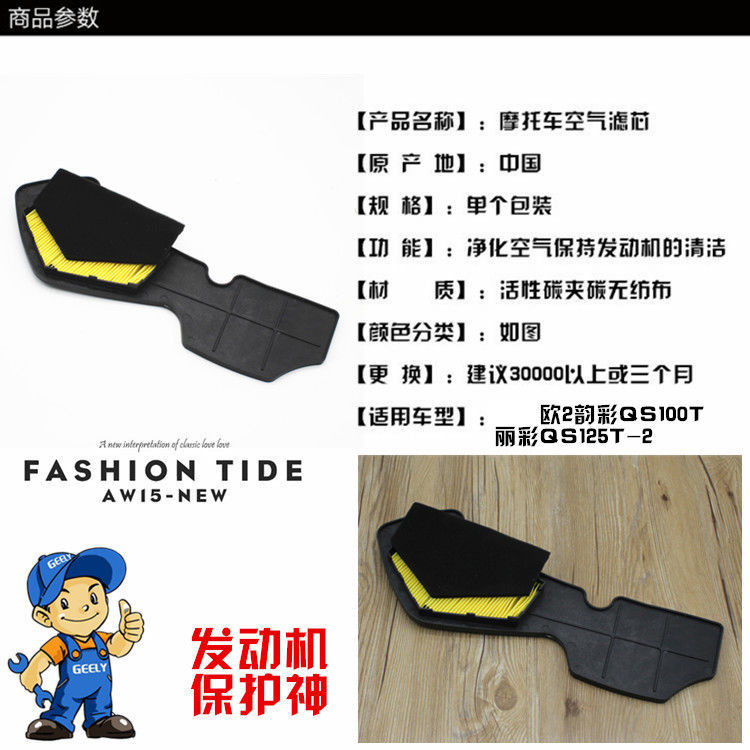 Motocicleta de pedal ligero Euro2 elemento de filtro de aire QS100T Licai QS125T - 2 filtro de aire